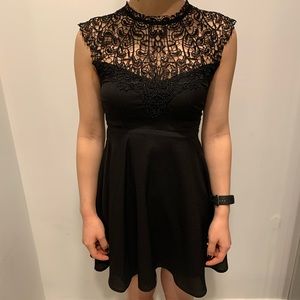 Lace top black dress